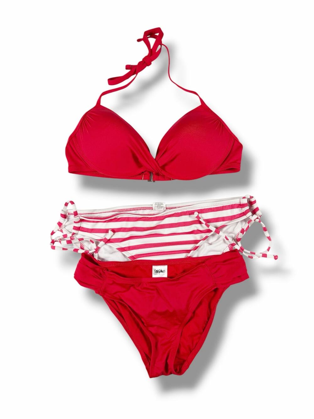 Mossimo Push-Up Halter Bikini Top & 2 Bikini Bottoms Size Medium 34D